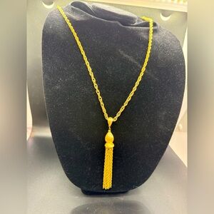 Elegant rare vintage Monet Gold Tassel Necklace